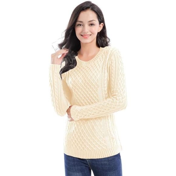 Women Crew Neck Korea Knit Stretchable Elasticity Long Sleeve‎ Sweater Jumper - Picture 2 of 4